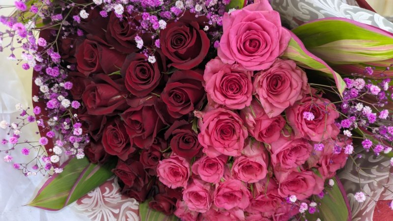 画像1: 沖縄 プロポーズ ピンクバラ40本の花束｜ホテル配達・サプライズ対応 (1)