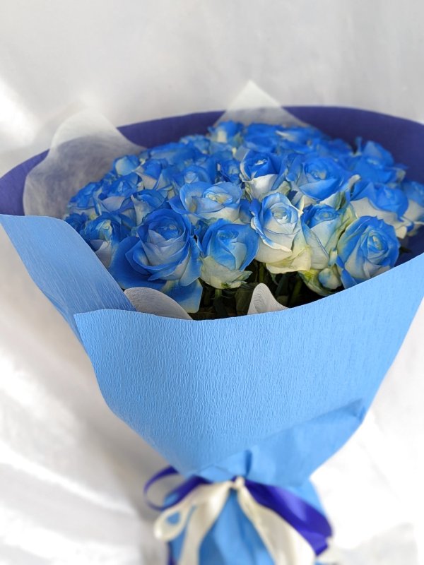 画像4: 青薔薇（グラデーション）40本の花束｜沖縄ホテル配達 (4)