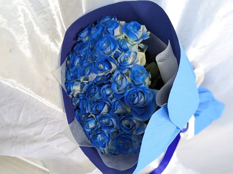 画像3: 青薔薇（グラデーション）40本の花束｜沖縄ホテル配達 (3)
