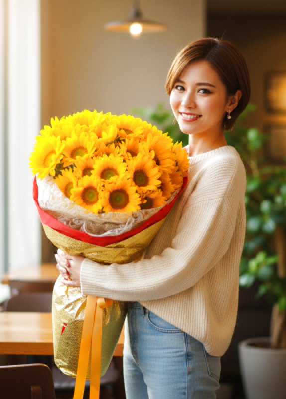 画像4: 沖縄 プロポーズ ひまわり108本の花束｜ホテル配達・サプライズ対応 (4)
