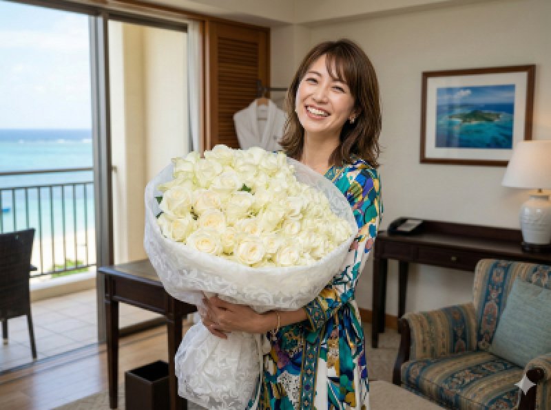 画像9: 沖縄 プロポーズ 白バラ60本の花束｜ホテル配達・サプライズ対応 (9)