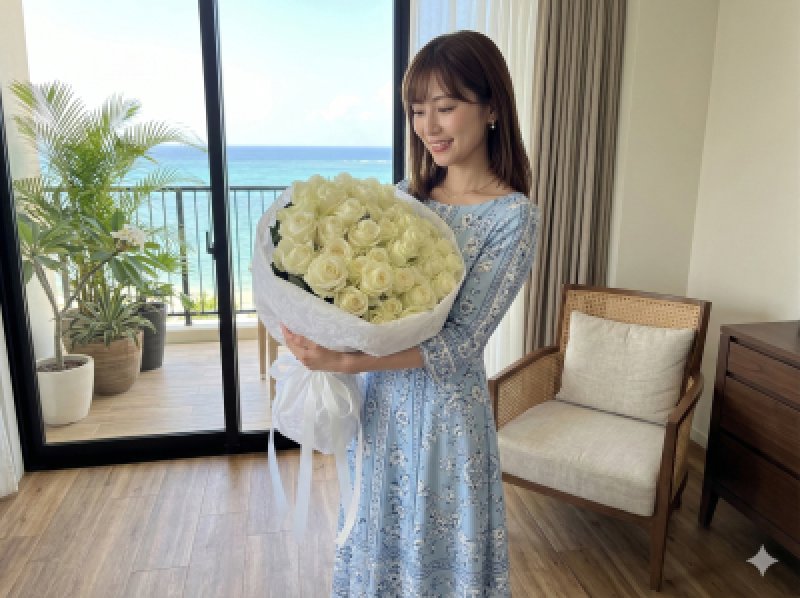 画像3: 沖縄 プロポーズ 白バラ60本の花束｜ホテル配達・サプライズ対応 (3)