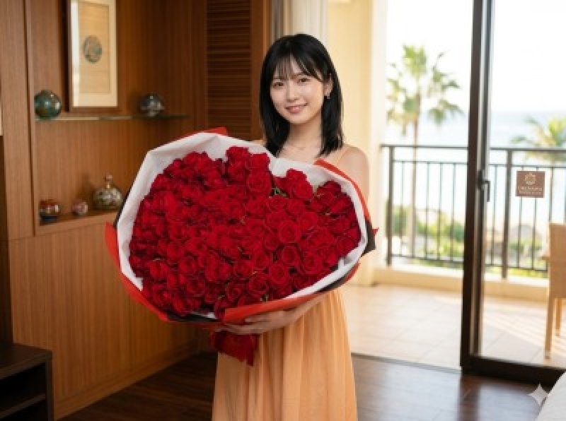 画像1: 沖縄でプロポーズに贈る赤バラ99本の花束｜ホテル配達・サプライズ対応(永遠の愛) (1)