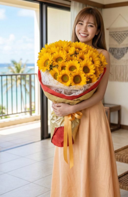 画像9: 沖縄 プロポーズ ひまわり108本の花束｜ホテル配達・サプライズ対応 (9)