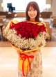 画像1: 赤バラ108本とカスミソウの花束│沖縄でプロポーズ｜ホテル配達対応 (1)